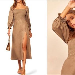 Reformation Gitane Linen Midi Dress Size S